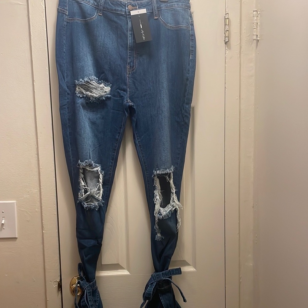 Megan the station stallion by fashion nova blue denim jeans brand
